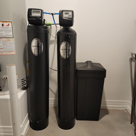 Water softener system in garage
