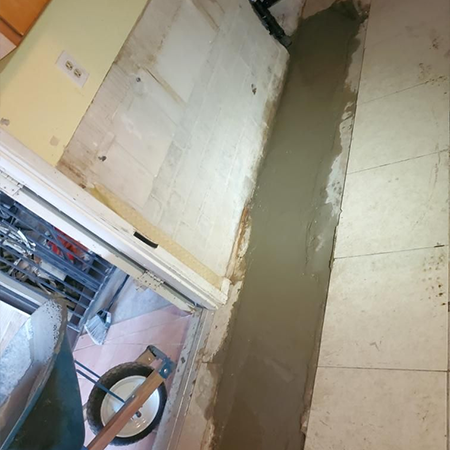 Concrete repair in residential kitchen