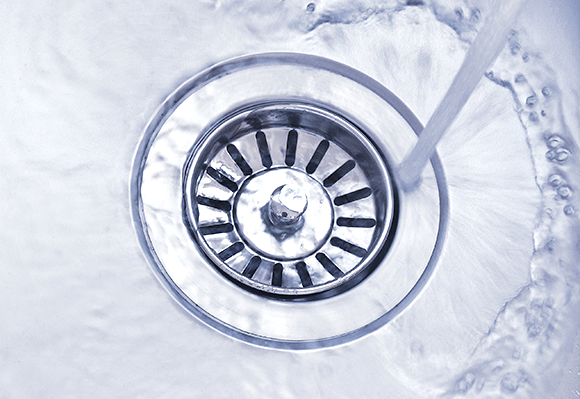 Running water down kitchen drain
