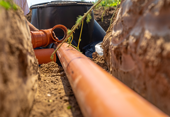 Installing underground drainage system pipes