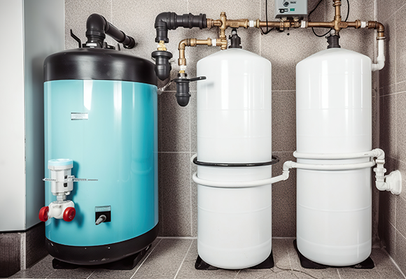 Residential boiler and water tanks