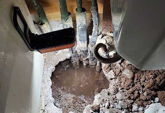 Burst pipe water damage repair