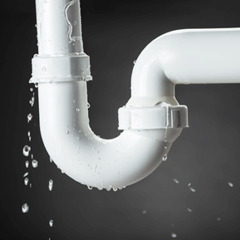 Leaking white plastic pipe joint