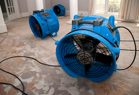 Flood damage restoration equipment usage