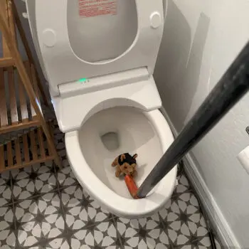 Toy stuck in toilet bowl