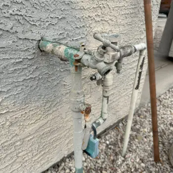 Exterior plumbing pipe with rust