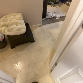 Water leak on bathroom floor