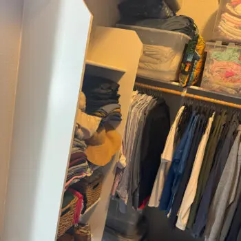 Clothes and storage in closet
