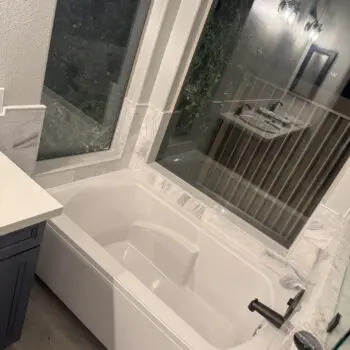 Modern bathroom with large bathtub