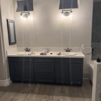 Modern bathroom with double sinks